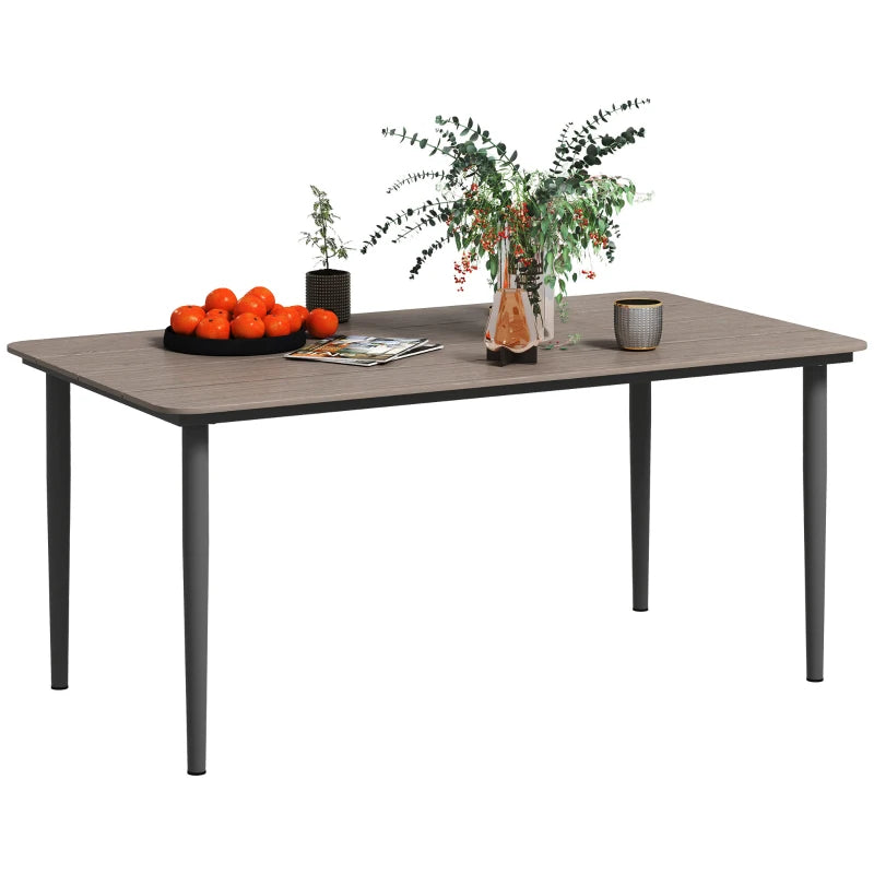 Durable Outdoor Dining Table for 6, Rust-Resistant Metal Frame, WPC Top, 160x90x74cm