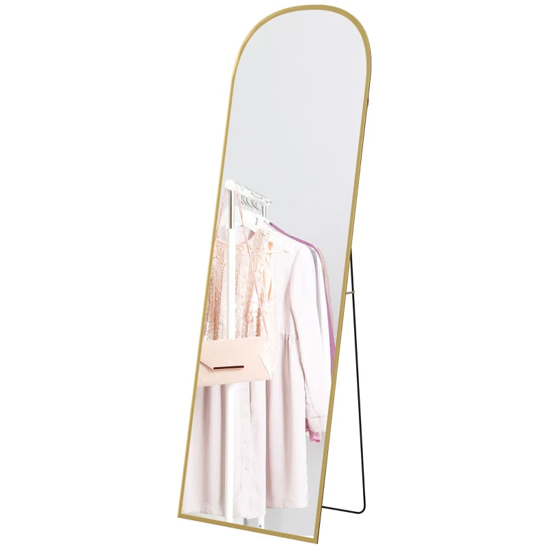 Floor Mirror 162cm – Gold Finish with Sleek Aluminium Standing Frame