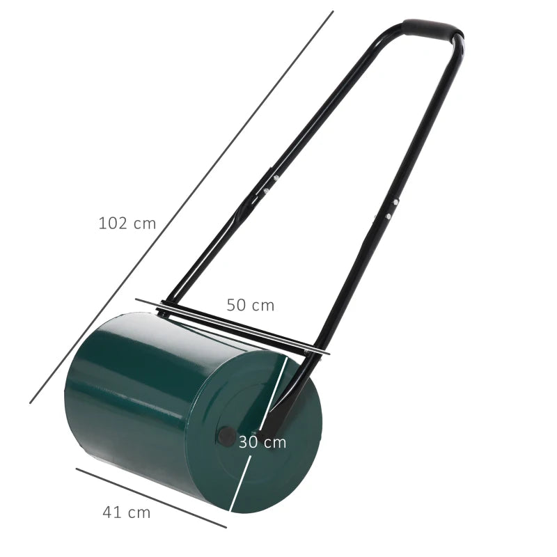 Heavy Duty Garden Steel Lawn Roller Drum for Water or Sand Filling, Dark Green, 30 L, Φ30cm