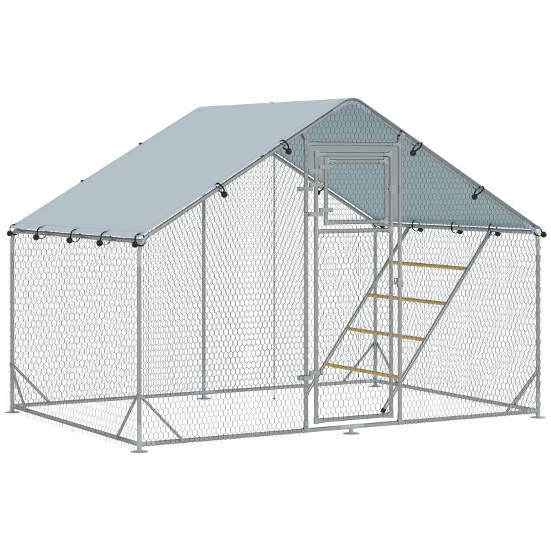 Walk-In Chicken Run with Cover & Feeder for 6-8 Poultry