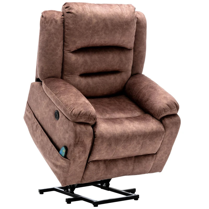 Heated Electric Recliner with Massage & USB – Brown Living Room Chair