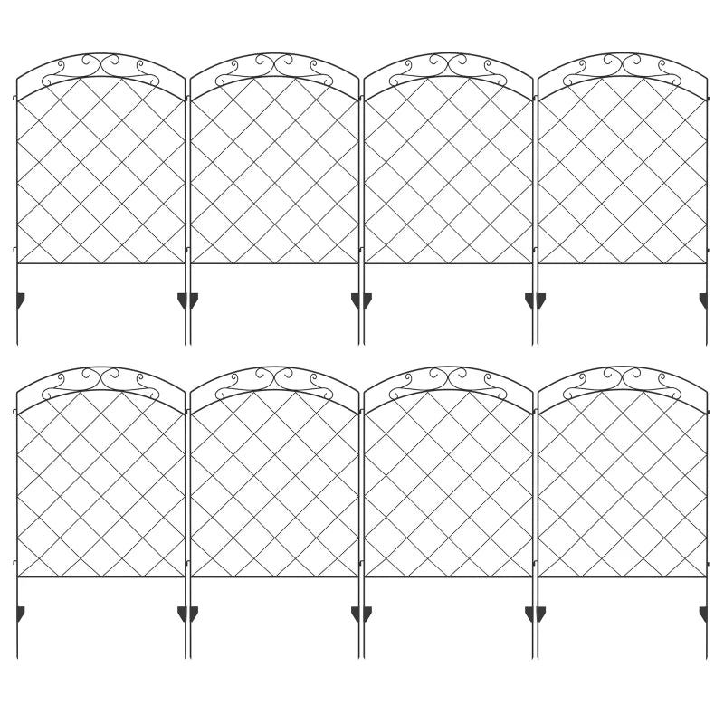 Steel Wire Decorative Garden Fence Panels with Swirl Design, Animal Barrier, 8PC 43"x11.4ft