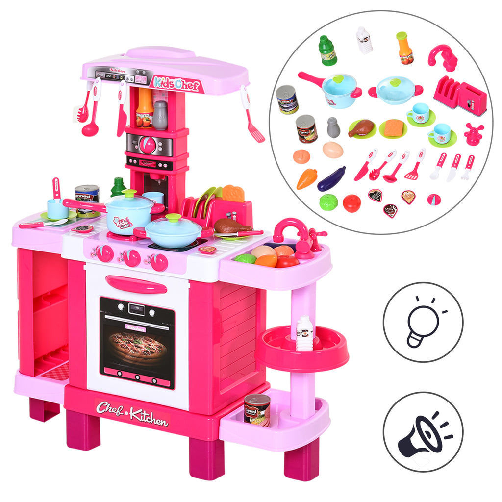 38-Piece Kids Kitchen Play Set with Sounds, Lights, Food, Utensils & Appliances Toy
