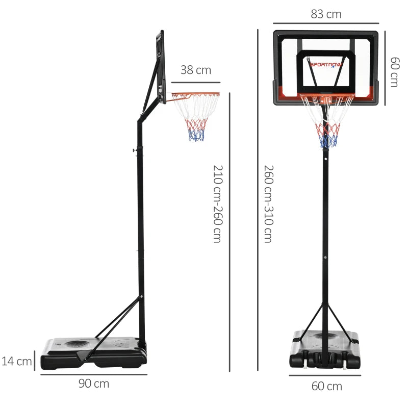 Portable Basketball Stand with Backboard & Wheels – Black