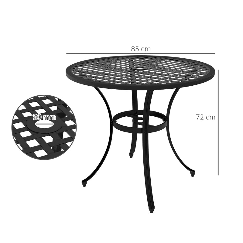 Round Aluminium Outdoor Table with 50mm Parasol Hole, Durable & Weather-Resistant