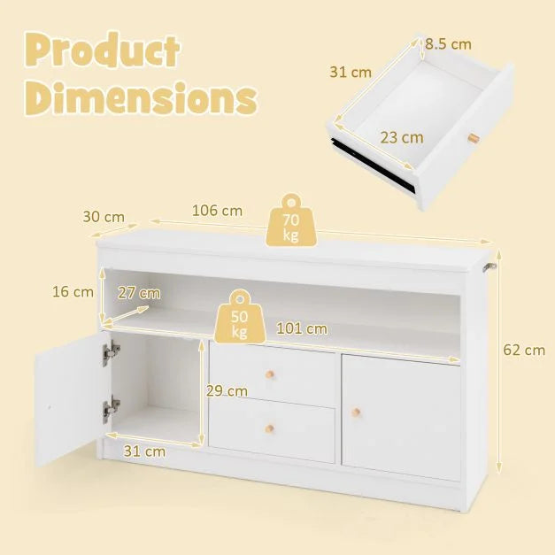 Wooden Kids Storage Chest with Open Shelf for Toys and Books