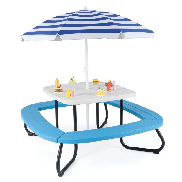 Children’s HDPE Picnic Table with Adjustable Height Umbrella