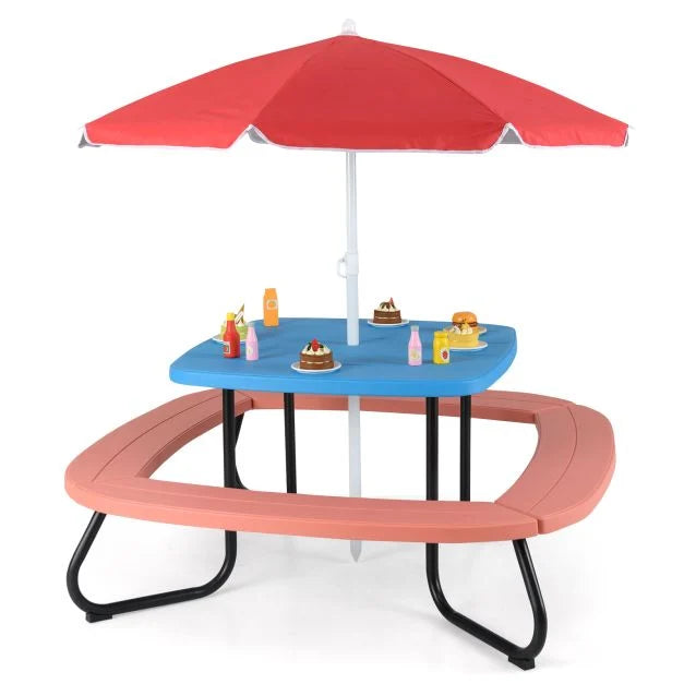 Children’s HDPE Picnic Table with Adjustable Height Umbrella