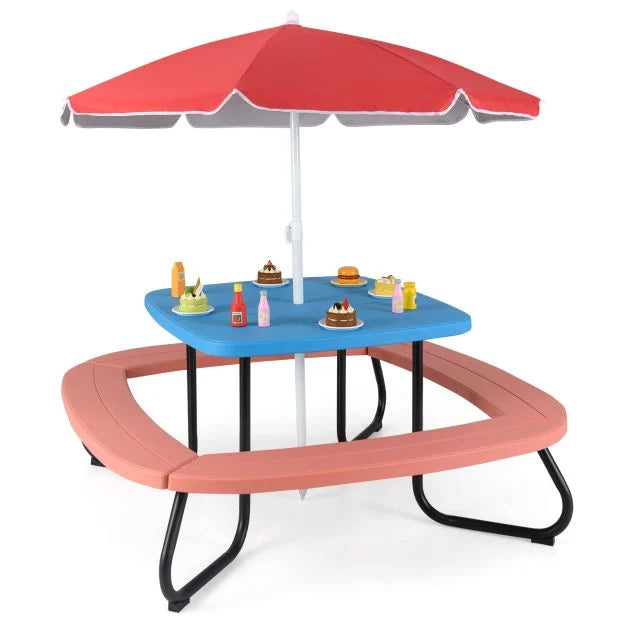 Children’s HDPE Picnic Table with Adjustable Height Umbrella