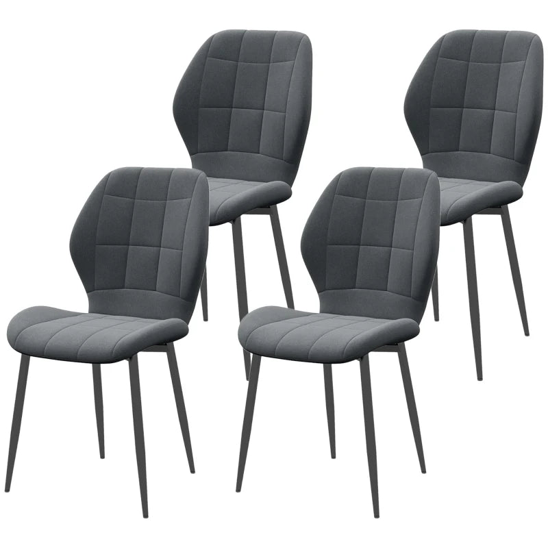 Set of 4 Relaxed Tub Dining Chairs – Dark Grey Flannel Upholstery