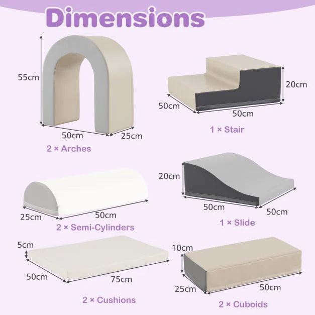 10-Piece Foam Climbing Blocks Set for Crawling, Climbing & Sliding