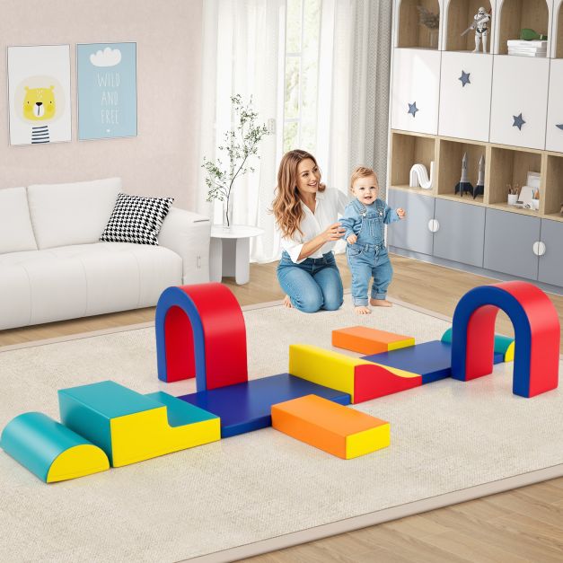 10-Piece Foam Climbing Blocks Set for Crawling, Climbing & Sliding