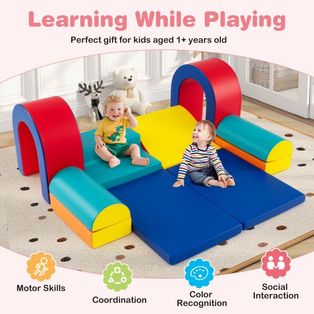10-Piece Foam Climbing Blocks Set for Crawling, Climbing & Sliding