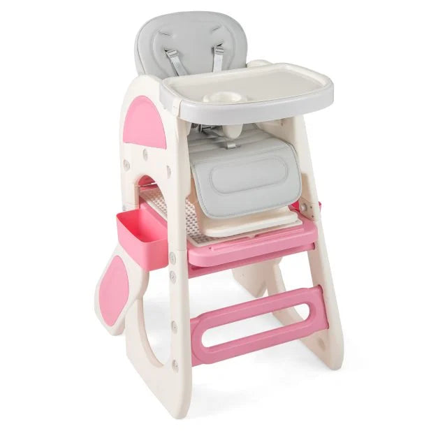Convertible Baby High Chair with Double-Layer Tray and Adjustable Backrest