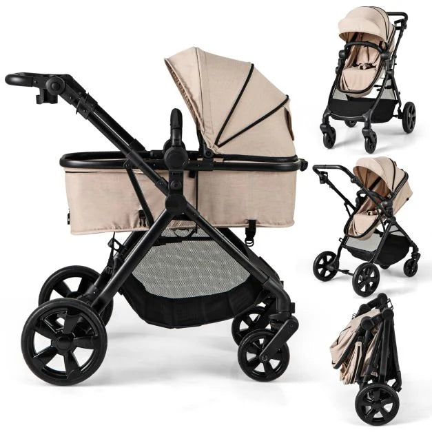 2-in-1 Convertible Baby Stroller with Reversible Seat & Adjustable Canopy