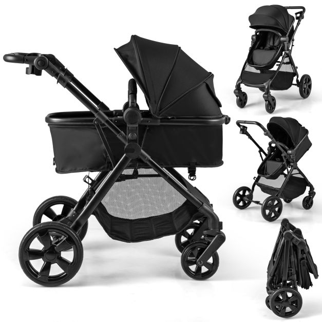 2-in-1 Convertible Baby Stroller with Reversible Seat & Adjustable Canopy