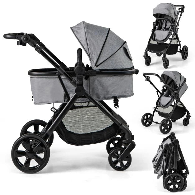2-in-1 Convertible Baby Stroller with Reversible Seat & Adjustable Canopy