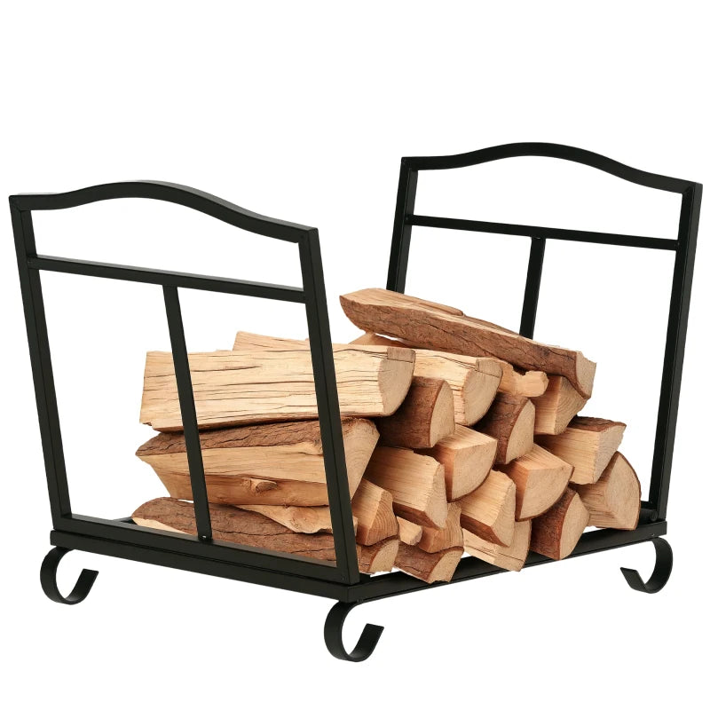 Elegant Folding Metal Firewood Holder with Scroll Design – Rust-Resistant and Durable