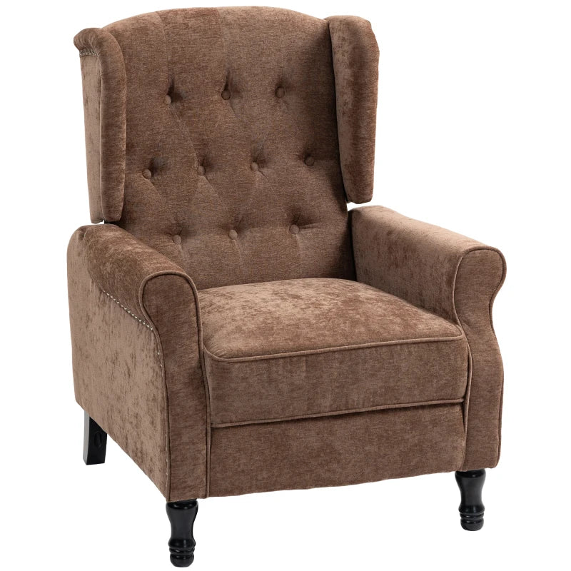 Reclining Vintage Armchair with Footrest – Brown Fabric