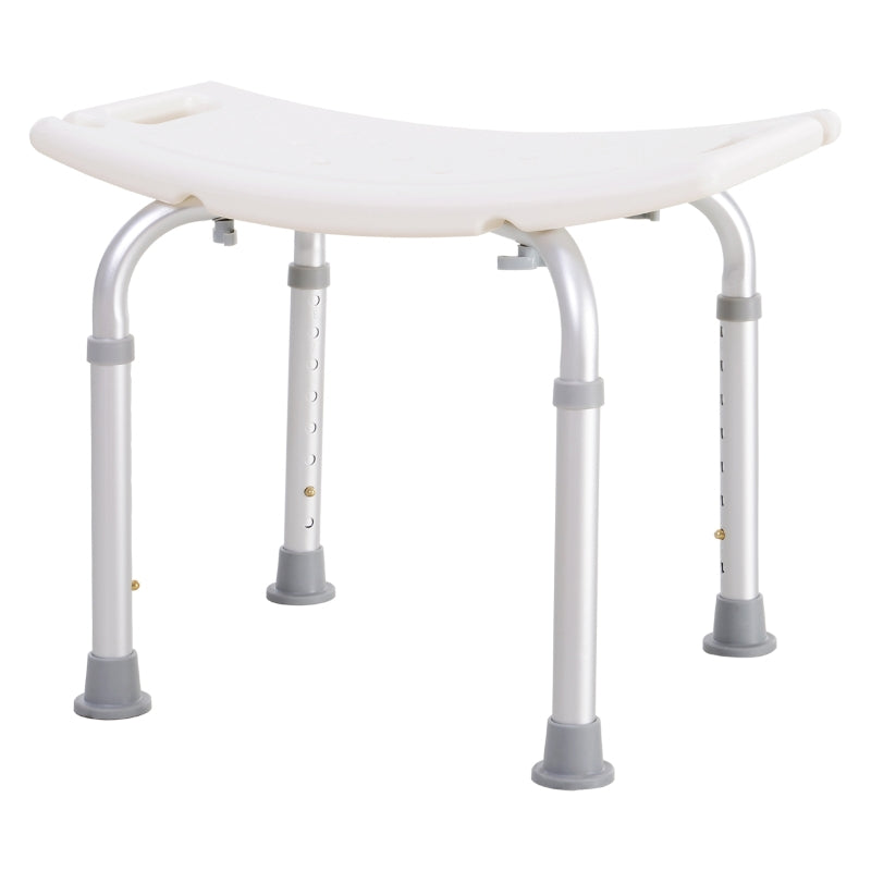White Adjustable Bath Stool for Seniors with Non-Slip Feet