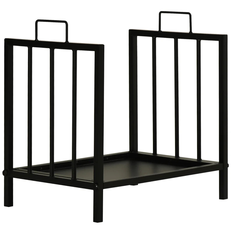 Durable Metal Firewood Log Holder with Handles for Indoor and Outdoor Use