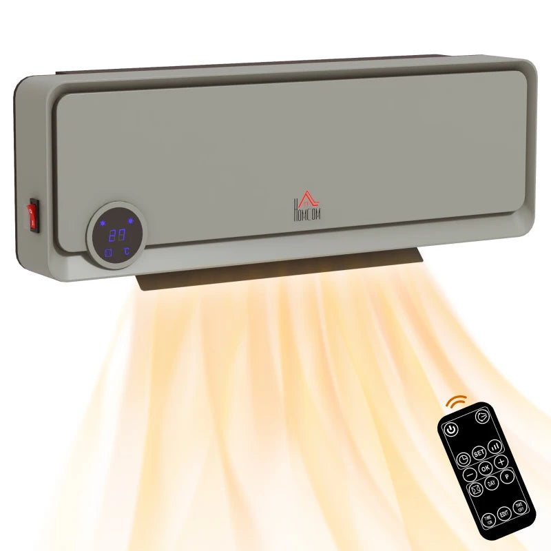 1000W/2000W Wall Heater, Electric Space Heater with Remote, Grey