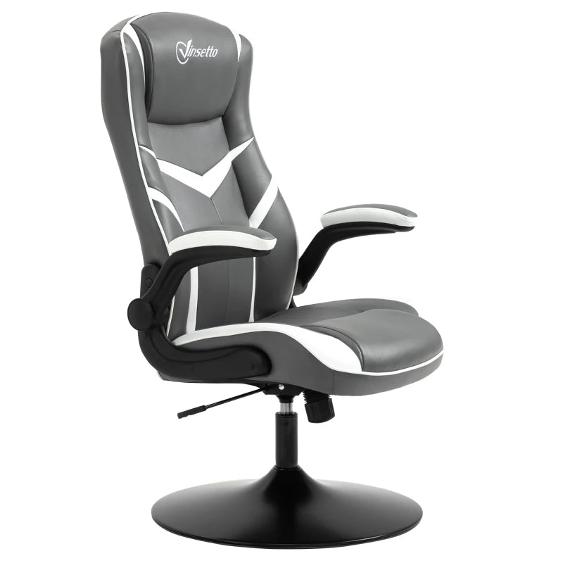 Grey Ergonomic Gaming Chair – Adjustable Height, Swivel & PVC Leather