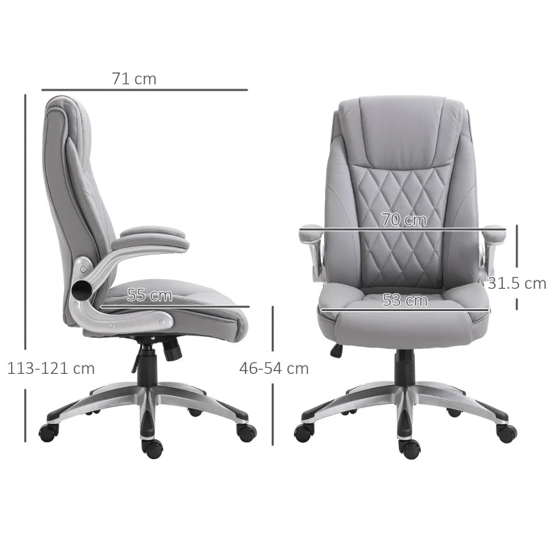 Grey Faux Leather Executive Chair – Swivel, High Back & Ergonomic