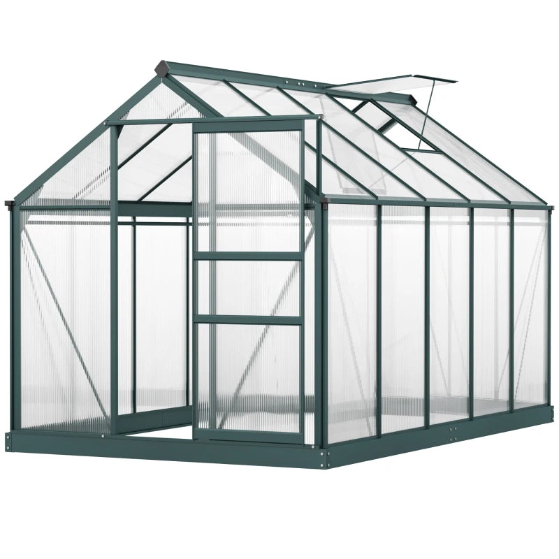 Walk-In Polycarbonate Greenhouse with Door, Window & Frame, Dark Green, 6x10ft