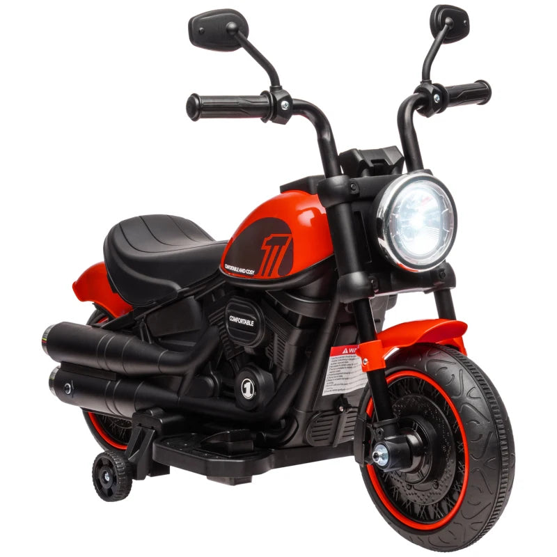 Kids 6V Electric Motorbike with Safety Wheels and Push-Button Start – Ride-On in Red