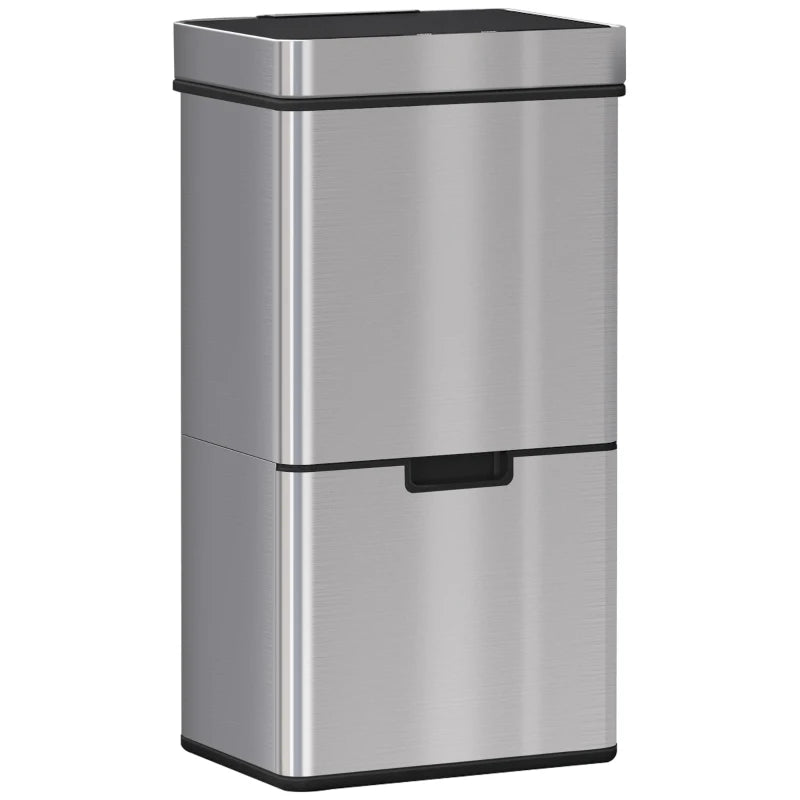72L Stainless Steel Sensor Bin, 3 Compartments for Wet & Dry Waste