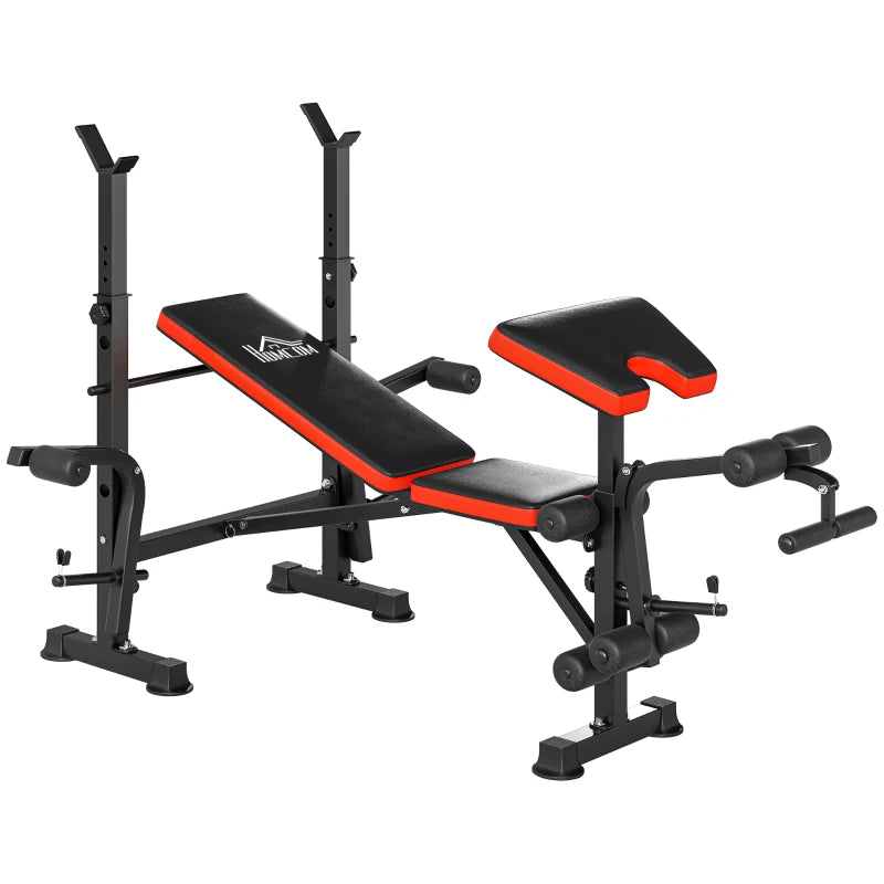 Home Gym Bench with Leg Extension & Barbell Rack