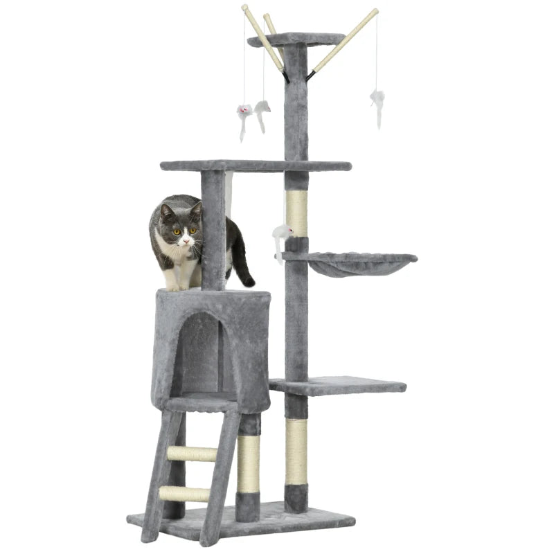 Grey Cat Scratcher & Climbing Tree – 135cm