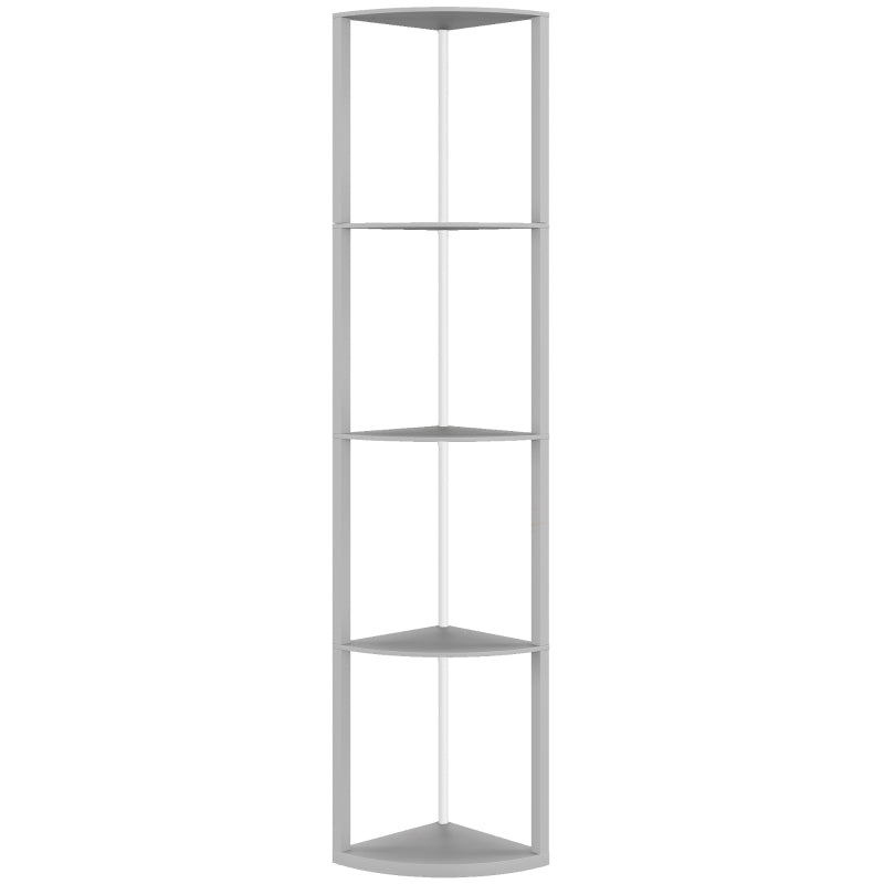 5-Tier LED Floor Lamp with RGB Lights, Shelves & Remote, Grey Finish
