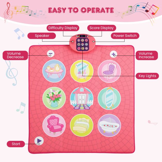 Musical Dance Pad Toy for Kids with 5 Levels and 9 Keyboard Sounds