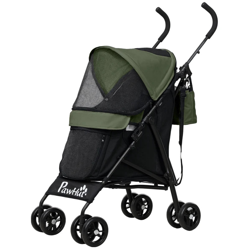 Foldable Dog Pram w/ Storage Bag & Cup Holder
