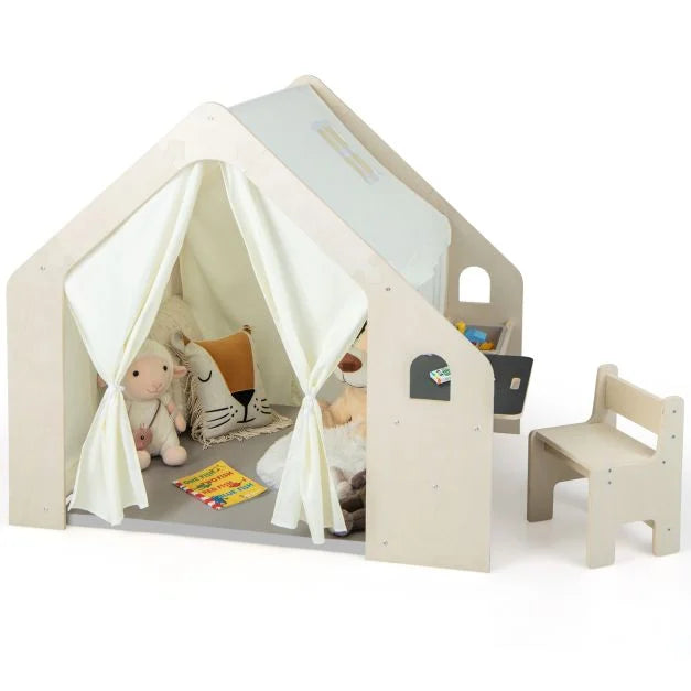Toddler Indoor Playhouse with Built-In Storage Bin and Comfortable Mat