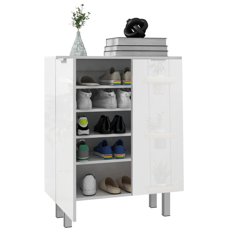 White Shoe Cabinet – 5-Tier Storage Cupboard for Footwear