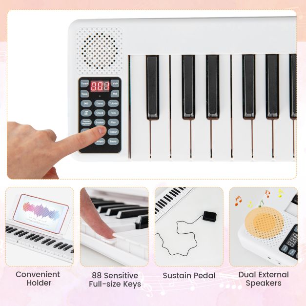 Foldable 88-Key Digital Piano for Beginners, Kids, and Adults, Portable Keyboard