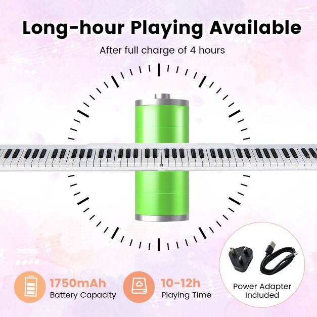 Foldable 88-Key Digital Piano for Beginners, Kids, and Adults, Portable Keyboard