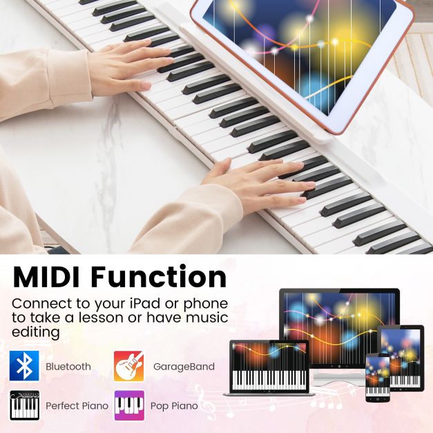 Foldable 88-Key Digital Piano for Beginners, Kids, and Adults, Portable Keyboard