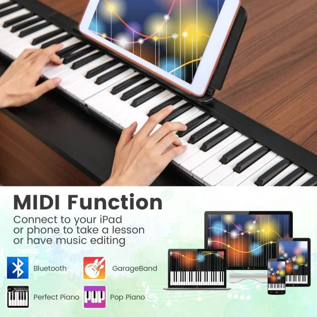 Foldable 88-Key Digital Piano for Beginners, Kids, and Adults, Portable Keyboard