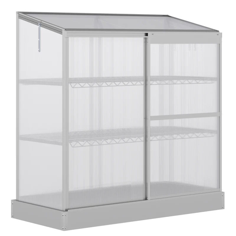3-Tier Outdoor Greenhouse with Sliding Door – Cold Frame for Plants, Openable Roof, Clear