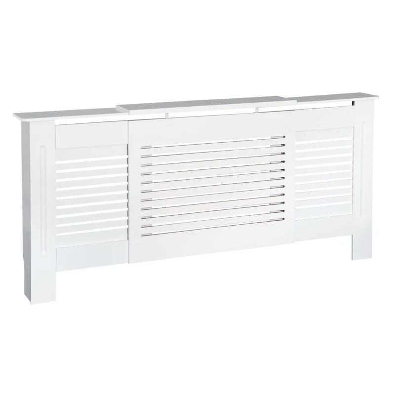 White Radiator Cabinet, Slatted Design with Adjustable Shelf Space