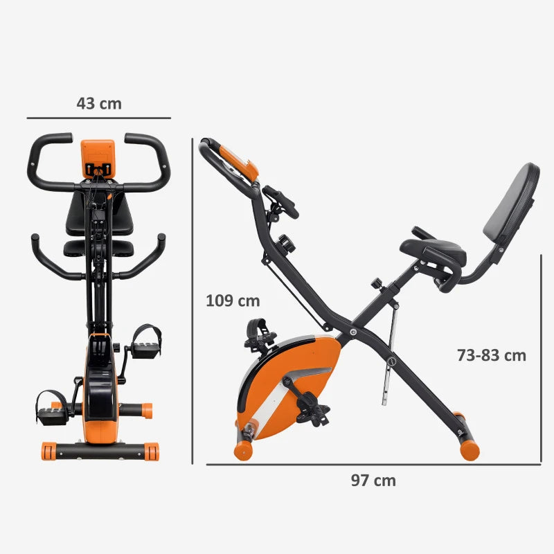 Foldable Fitness Bike with Arm Workout Bands & LCD Display