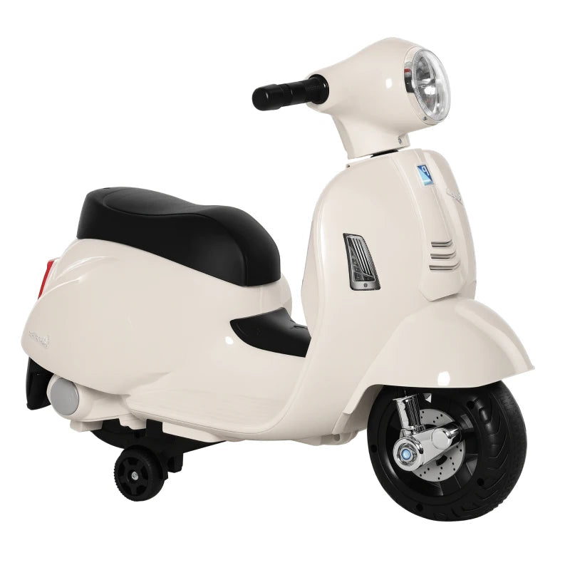 White 6V Kids Electric Ride-On Motorbike with Horn and Headlight for 18-36 Months