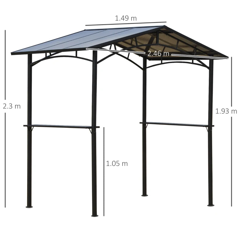 Protective Outdoor BBQ Gazebo with Hardtop Roof and Shelves – Aluminum Frame, 8x5ft