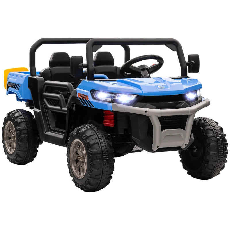 Kids 12V Blue 2-Seater Electric Ride-On Car with Remote Control and Bucket Seat