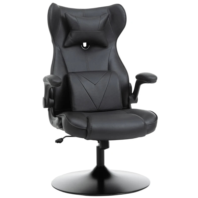 Black Video Game Chair – Swivel, Lumbar Support & Adjustable Armrests