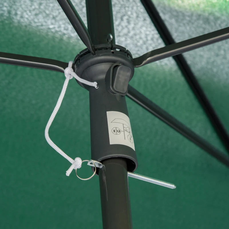 Tilting Garden Parasol Umbrella with Ruffled Edges and Aluminium Pole – Green, 2 x 1.3m